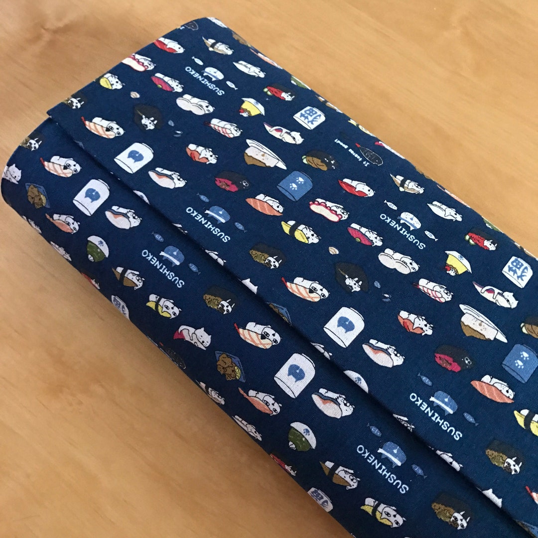 Navy Sushi Cat Canvas Cotton Fabric Made in Japan - Etsy