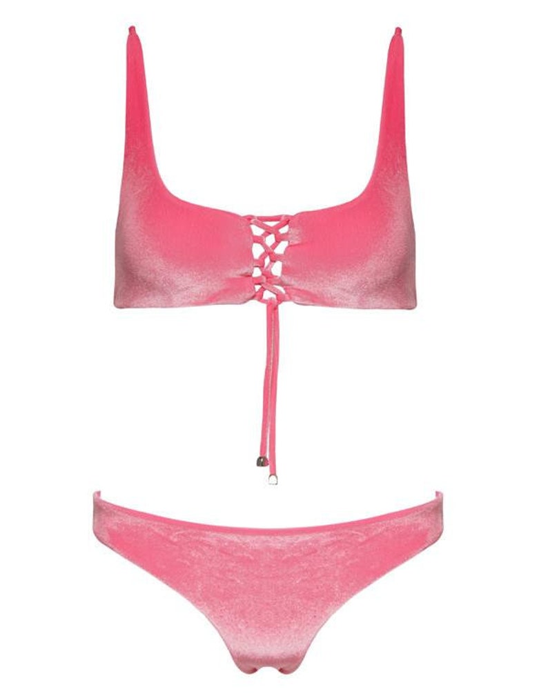 Two Piece Italian Velvet Bikini Set in Pink - Etsy