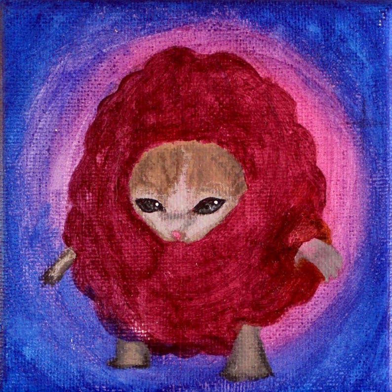 Blue Raspberry Cat Custom Mini Meme Acrylic Painting, Raspberry Cat Art, 4x4 - Etsy