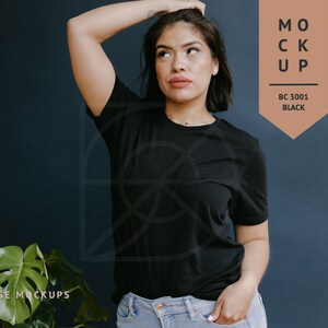 MOCKUP | Black, Bella Canvas 3001 Tshirt, Latina Model | Diverse Mockups, Lifestyle Stock Photography, Hispanic Model