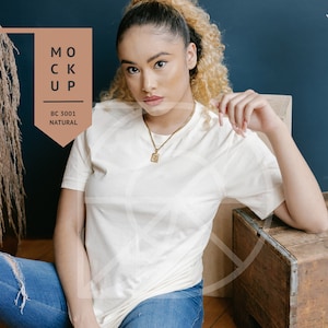 Latina Model Mockup | Natural Bella Canvas 3001 Mockup | Diverse Mockups, Hispanic Model Mockup, Boho Mockup