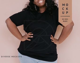 Black Bella Canvas 3001 T-Shirt Mockup: Plus Size Modell (Digitaler Download)