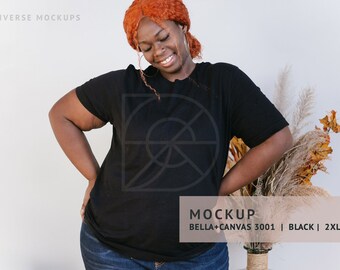 Black Bella Canvas 3001 T-Shirt Mockup: Plus Size Modell (Digitaler Download)