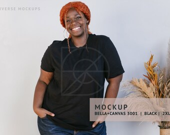 Black Bella Canvas 3001 T-Shirt Mockup: Plus Size Modell (2XL) (Digital Download)