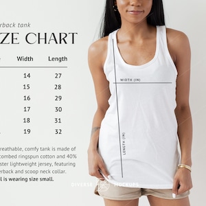 Nächste Stufe 1533 Größentabelle | Racerback Tank Größentabelle | Größentabelle Mockup | Diverse Mockups, Tank Top Schwarz Modell Mockup