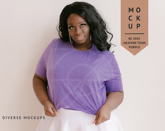 Bella Canvas 3001 T-shirt Mockup: Plus Size Curvy Model (Digital Download)