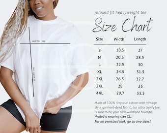 Comfort Colors 1717 Size Chart Mockup: Unisex T-Shirt (Digital Download)