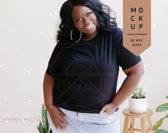 Black Bella Canvas 3001 T-Shirt Mockup: Plus Size Modell (Digitaler Download)