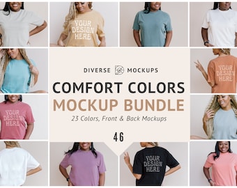 Comfort Colors 1717 T-Shirt Mockup Bundle: Plus Size, Diverse Models (Digital Download)
