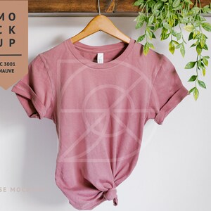 MOCKUP | Valentines Day Mockup, Mauve Bella Canvas 3001 Tshirt, Hanging Mockup | Diverse Mockups, Pink Shirt Mockup