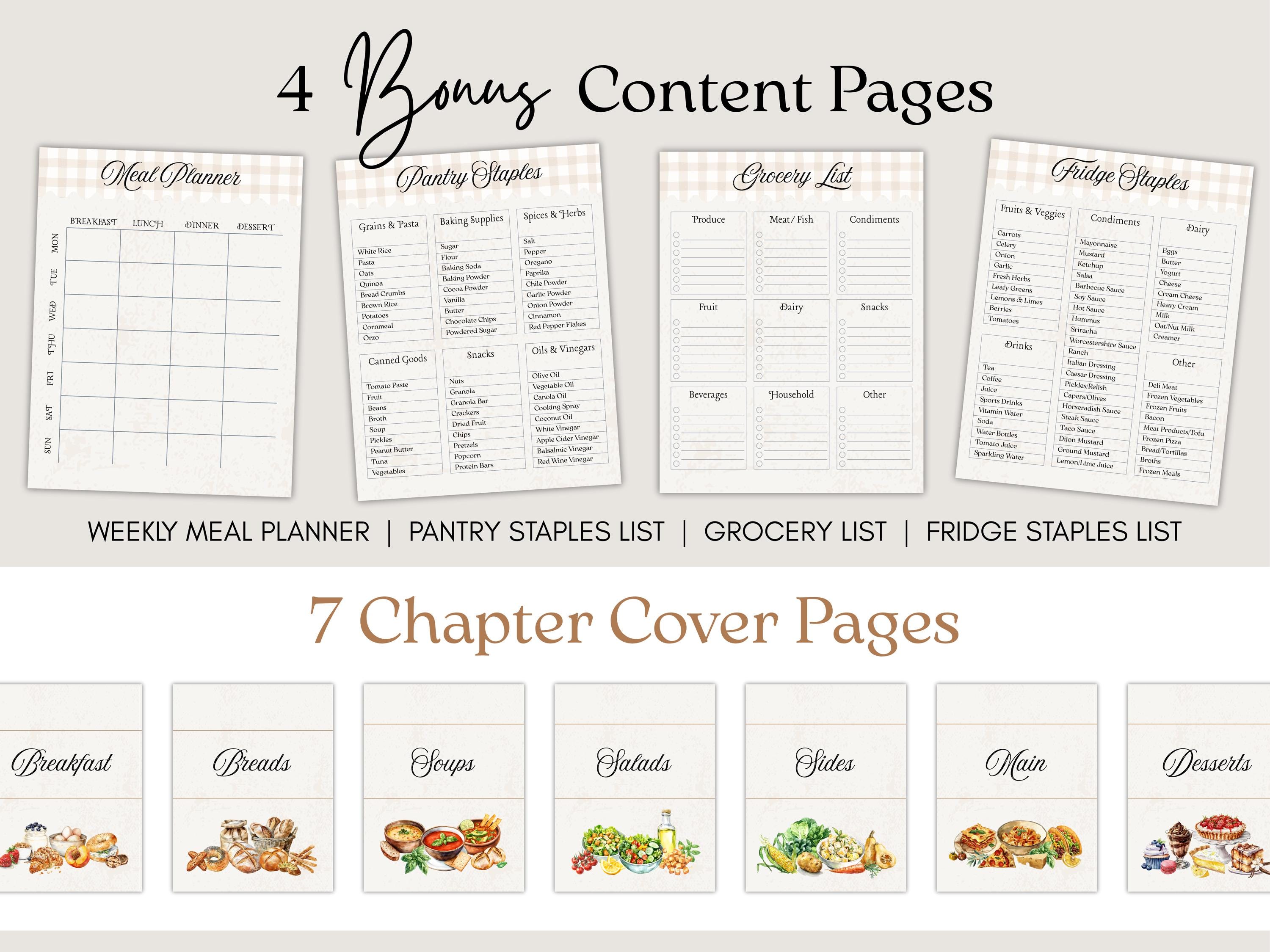 Country Cookbook Graphics Editable Family Cookbook Template: Watercolor Country Design (canva ...