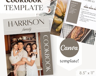 Editable Family Cookbook Template: Minimalist Recipe Book (Canva Digital Download)