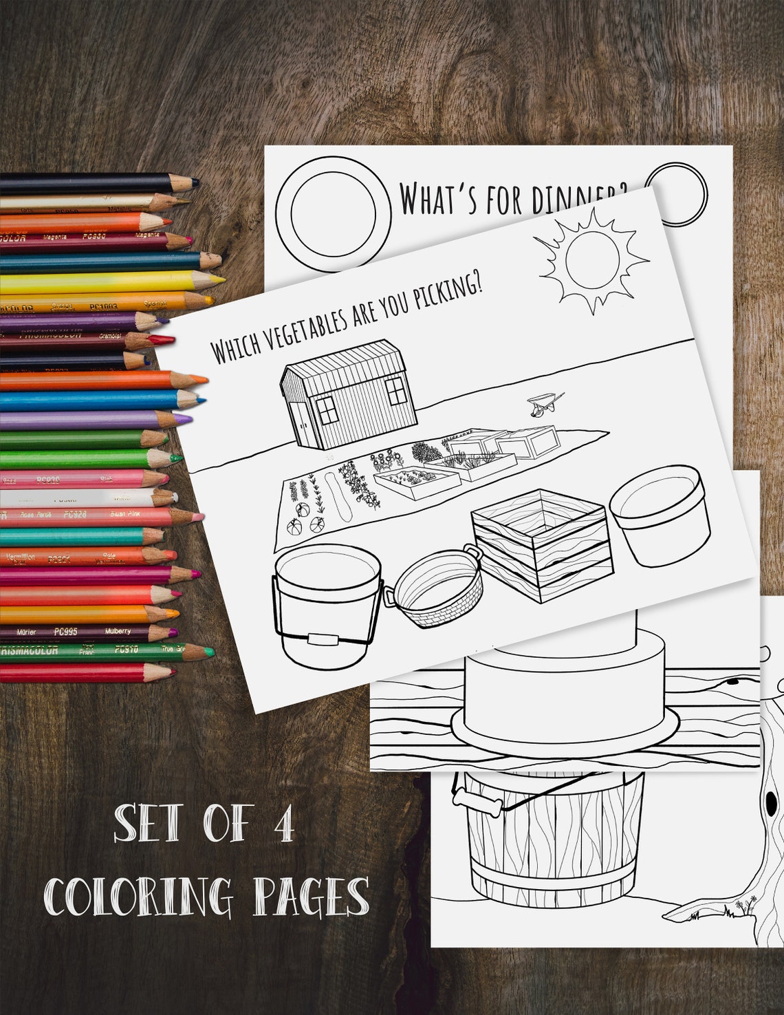 FOOD Coloring From Farm to Table Set of 4 Instant Download | Etsy