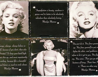 Marilyn Monore "Imperfection is beauty..." Art Slate Rock Tile w/stand Marilyn Monore "Imperfection is beauty..." Art Slate Rock Tile w/stand
