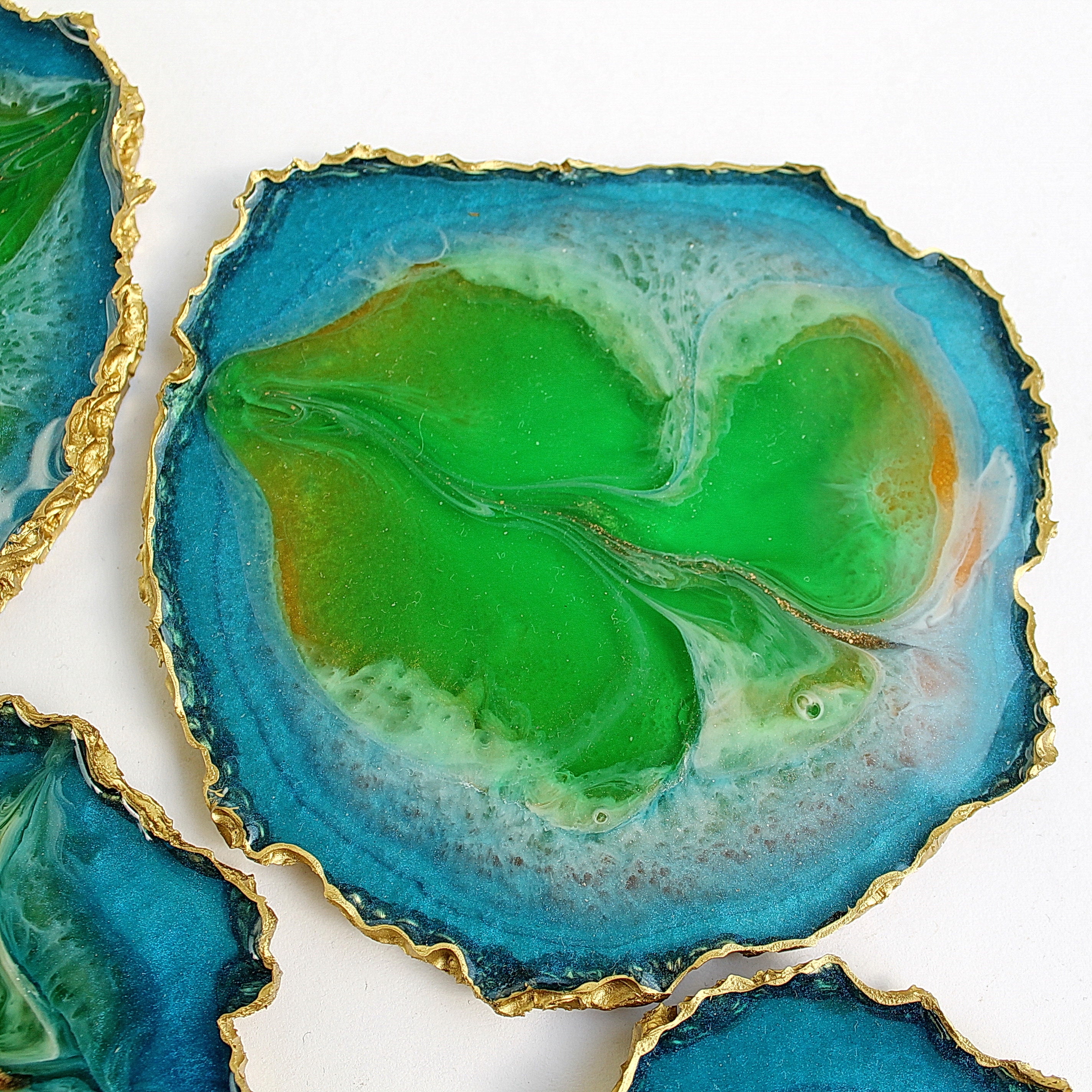 Set Of Epoxy Resin Geode Inspired Coasters. Etsy