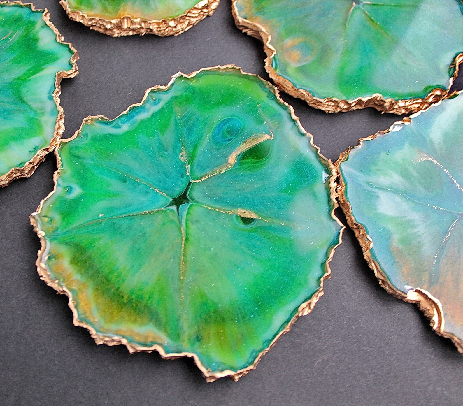 Set Of Epoxy Resin Coasters Geode Inspired Modern Art Home Etsy