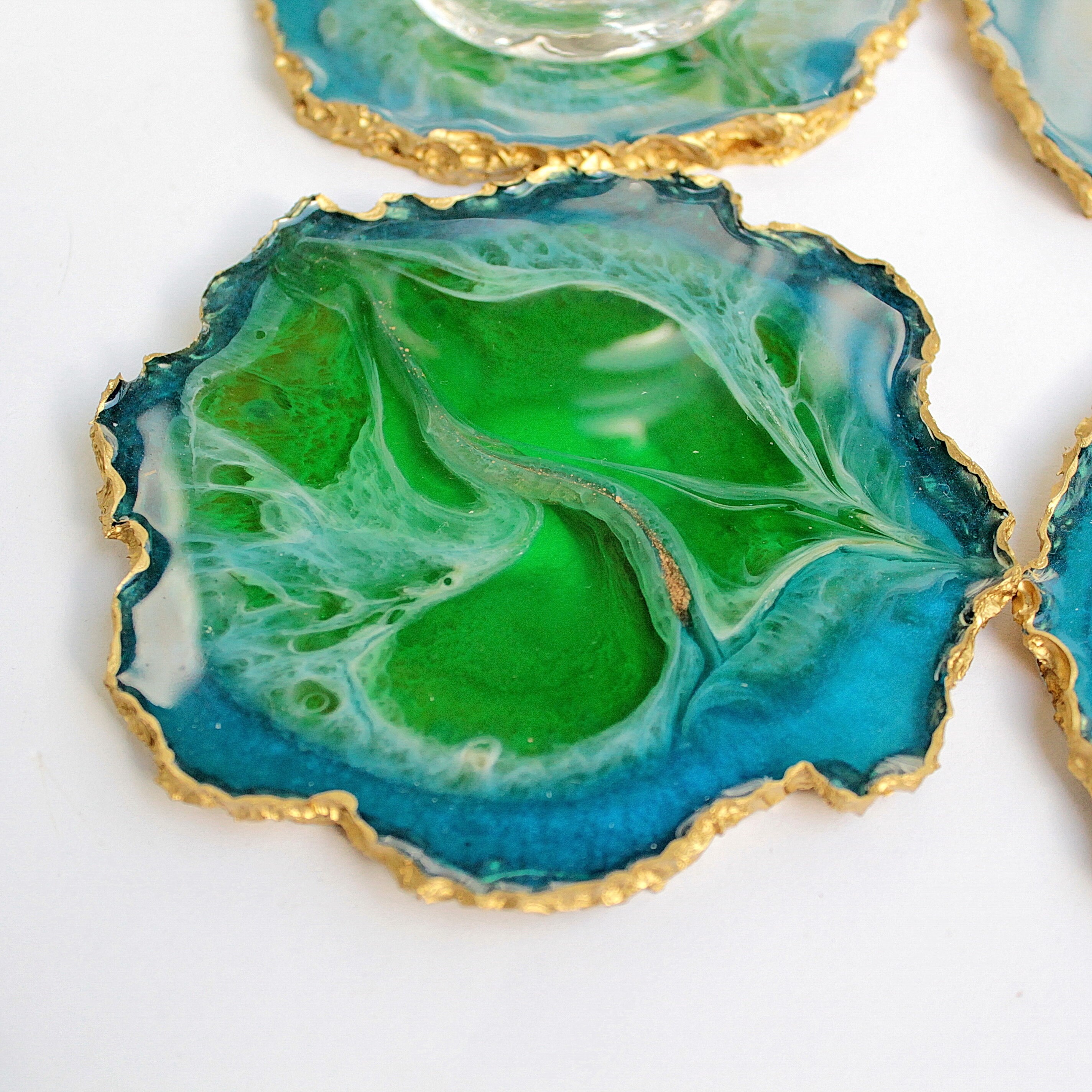 Epoxy Resin Geode Inspired Coasters. Etsy
