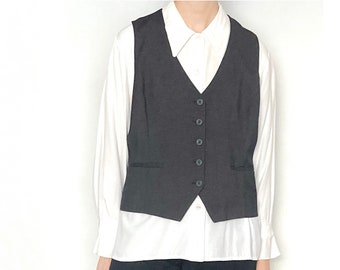 Vintage TAILORED Waist Coat Dark Gray Vest / Size L - XL