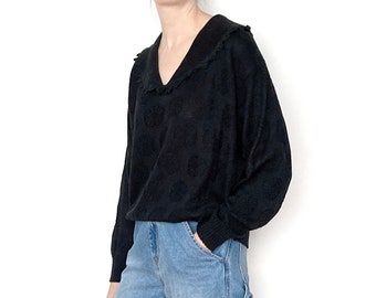 Vintage COLLAR Slouchy Black Sweater / Size S - M