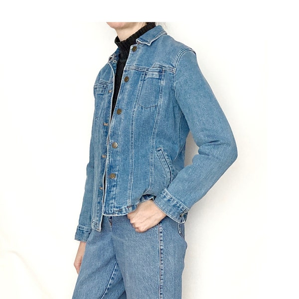 Vintage COTTON Stretch Denim Shirt Jacket / Size S - M