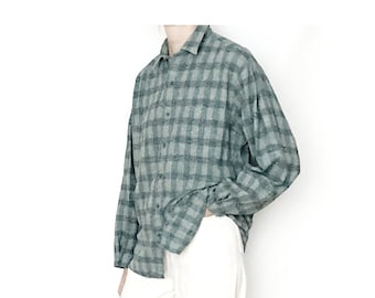 Vintage COTTON Muted Green Plaid Shirt / Size S - L