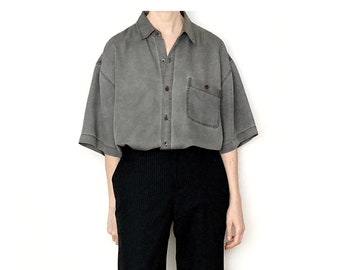 Vintage RAYON Blend Asphalt Shirt / Size M - L