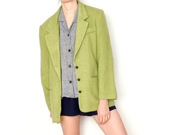 Vintage WOOL Blend Oversized Green Blazer / Size S