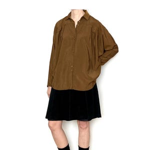 Vintage OVERSIZED Brown Blouse / Size M