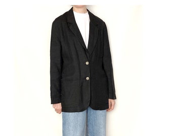 Vintage LINEN Black Blazer / Size S - M