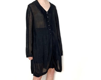 Vintage MIDI Semi-Sheer Black Tunic / Size L