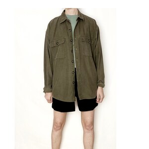 Vintage COTTON Workwear Olive Shirt Jacket / Size S/M