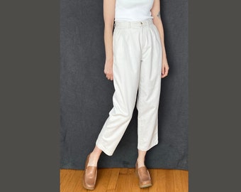 Vintage COTTON Pleated Cropped Pants / Size S