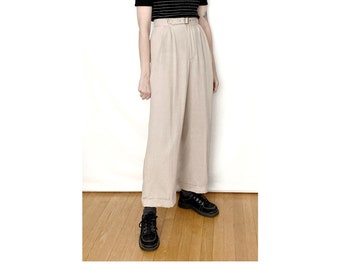 Vintage RAYON Blend Pleat Beige Trouser / Size XS