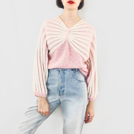 Textured Pale Pink + White Knit / Size S/M