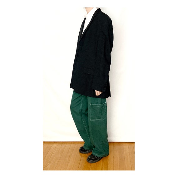 Vintage WOOL Black Boxy Blazer / Size L - image 4