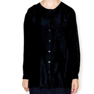 Vintage SILK Black Boxy Blouse / Size S - M