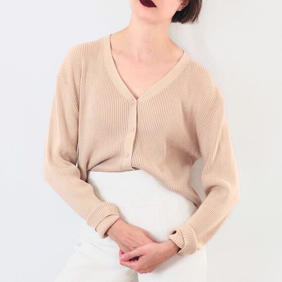 Blush Ribbed 90s Cardigan / Size M/L