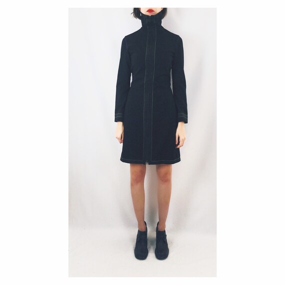Zip Front Funnel Neck Dress / Size XS/S