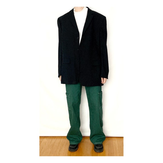 Vintage WOOL Black Boxy Blazer / Size L - image 1