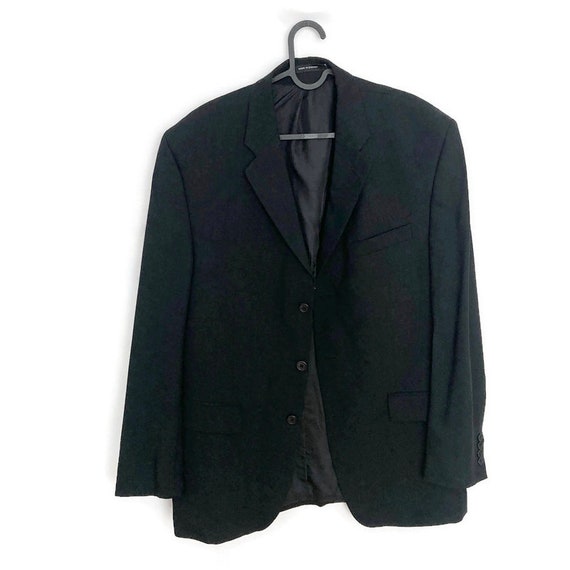 Vintage WOOL Black Boxy Blazer / Size L - image 9