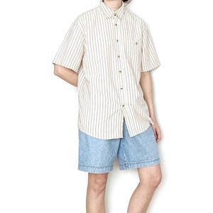 Vintage COTTON Stripe Neutral Shirt / Size M
