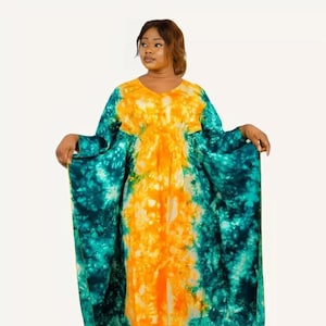 African Adire silk boubou dressLong boubou dress| Rich Aunty Dress| Fabric Painting Dress| Tie and Dye Gown|Gifts For Her| Rich Aunty| Batik