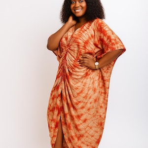 Boubou with cord| African Satin Tye and Dye| Rich Aunty Dress| Gifts For Her| African Paint Dress| African Fabric Painting| Adire Dress