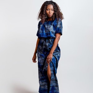 Adire Long dress | Tye And Dey Dress| Classic Long Adire|Gifts For Her| Gifts For Mom| Tye and Dye Blue Gown| Elegant Long Gown| Adire Dress