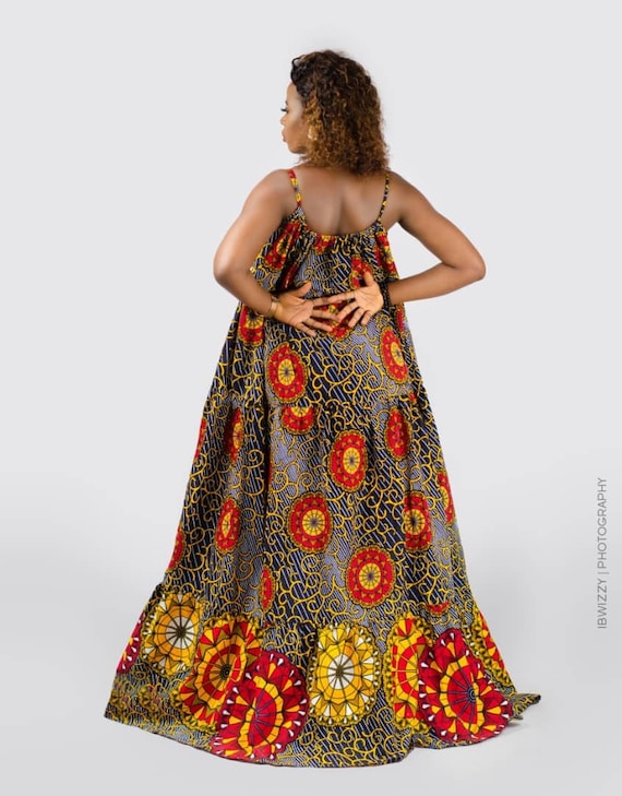 chinese dress ladies African Dresses | Indigo African Print Summer Dress