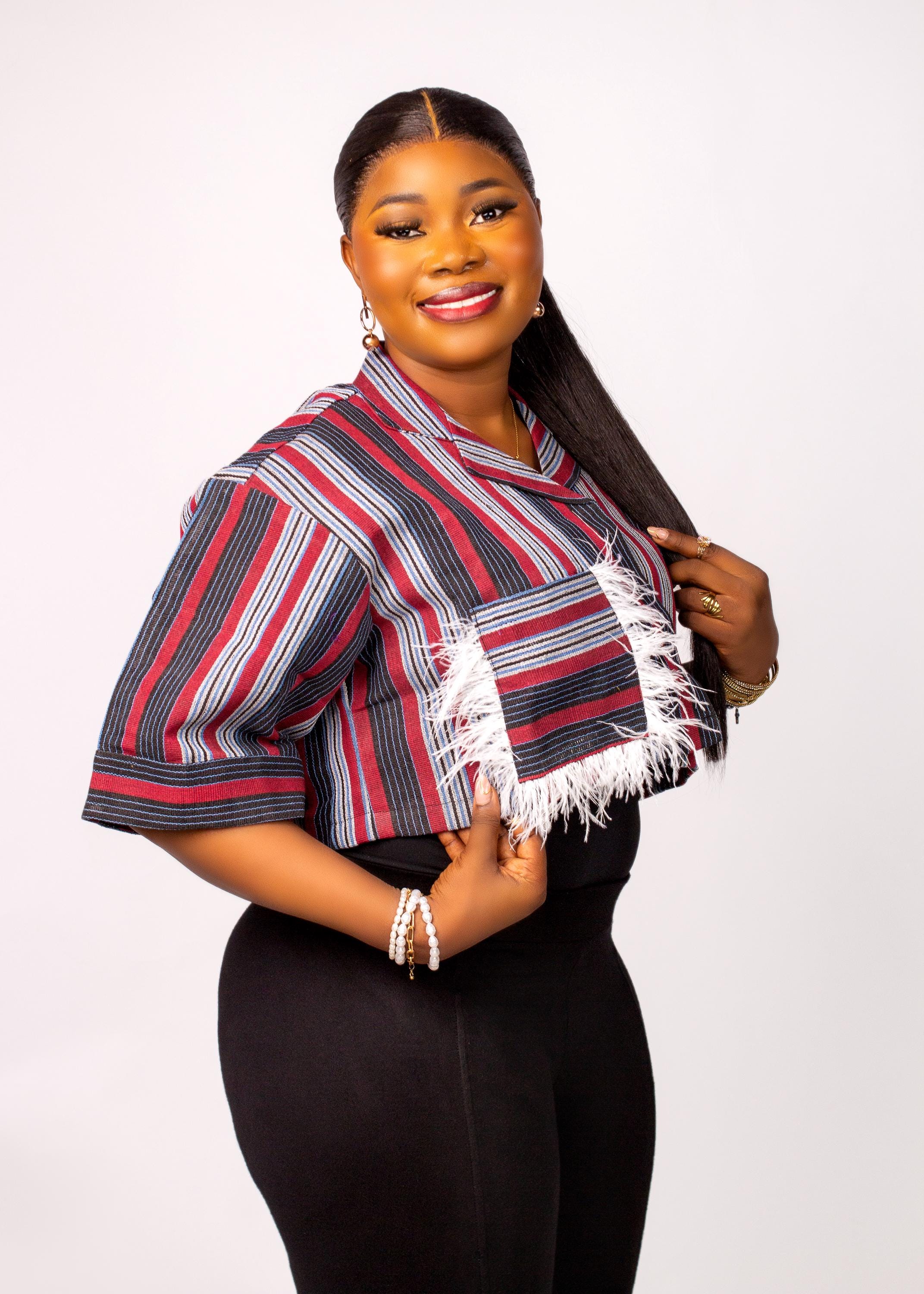 African Aso Oke Crop Top| Handwoven Striped Top| Nigerian