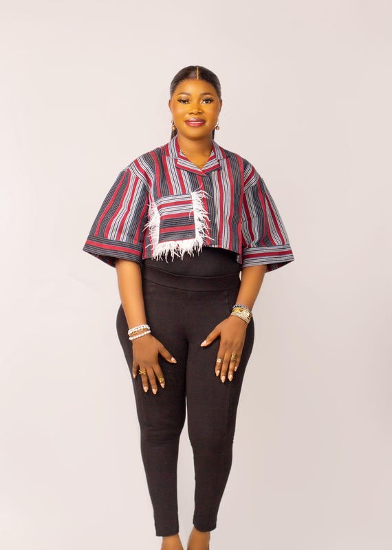 African Aso Oke Crop Top| Handwoven Striped Top| Nigerian