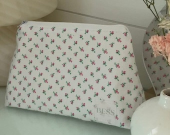 Coquette Floral Makeup Bag, Cosmetic bag, Gift for Her, Toiletry Travel Bag, Zipper Pouch