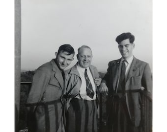 Black and White Photo, 3 men smile for photo, Original Photo, Old Photo, Vernacular Photography, Film Photography