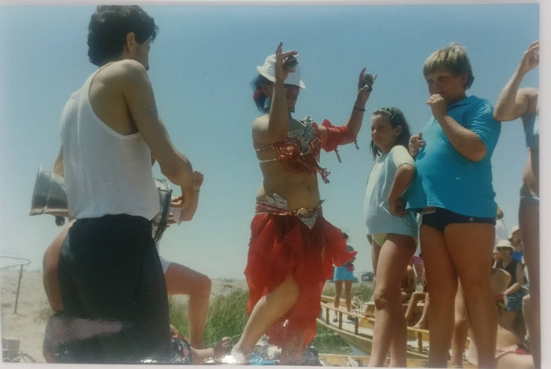 Original Photo Film Photography Vintage Colour Photo Group Photo Turkish Belly Dancer Vernacular Photography Dancing on Boat